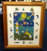 Brian Pollard, signed Puzzle Art Work, number 25/100, 'Fireworks 5th November 2000'.