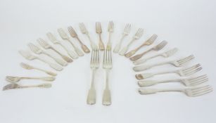 A collection of mainly Irish Georgian and Victorian silver flatware, approx 50 pieces, approx 88.