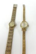Two ladies 9ct gold wristwatches, total weight 37.8gms.