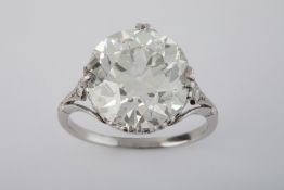 An impressive diamond solitaire ring, the round cut diamond approx 8.50 carats,