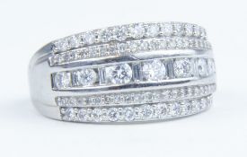 An 18ct diamond band ring set with approx 1ct total weight of diamonds, size N.