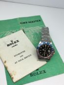 Rolex, a 1960's GMT Master, model 1675, gents, stainless steel, serial number on watch case 1308034