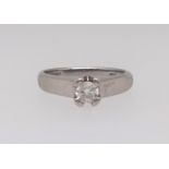 An 18ct white gold single stone diamond ring set with a brilliant cut diamond approx 0.25ct, clarity