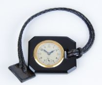 A vintage fob watch set in onyx marked 'Extra', with sub-second dial and escapement window,