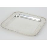 A Geo V square tray marked 'JD,WD', approx 20.10oz, 26cm x 26cm.