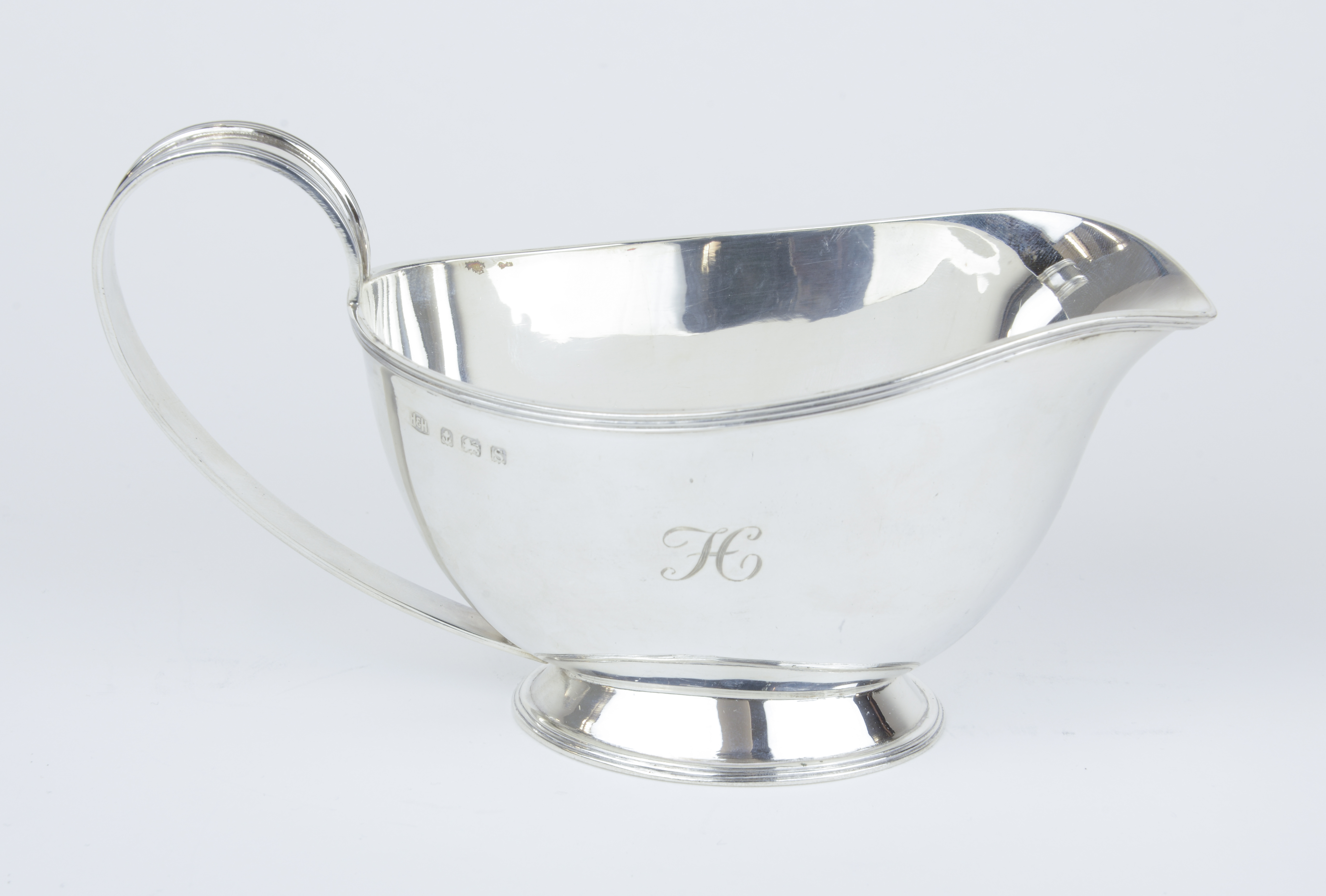 A Geo V silver sauce boat marked 'Page Keen & Page Plymouth', approx 7oz.