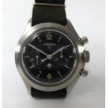 Lemania, a gents stainless steel military chronograph, the back plate marked '0552, 924-3306 4505/