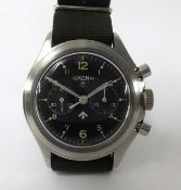 Lemania, a gents stainless steel military chronograph, the back plate marked '0552, 924-3306 4505/