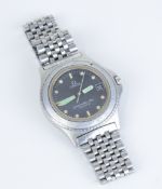 Omega, a gents stainless steel quartz Seamaster 120 meter wristwatch with date and black dial.