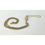 A 9ct gold chain, approx 21gms and a pair of gold lunettes.