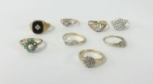 Eight 9ct gold dress rings, approx 18gms.