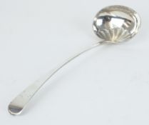 A Geo III silver ladle with scallop decorated bowl, approx 3.14oz, London.