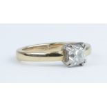 An 18ct single stone diamond ring, white gold claw setting, one old cut set with an old cut