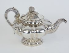 A Geo IV silver teapot, London 1830, marks for Charles Thomas Fox, approx 25.85oz.