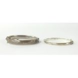 Two silver bangles, approx 61gms.