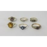 Six 9ct dress rings, approx 16gms.