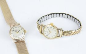 Omega, a ladies 9ct gold bracelet watch, approx 26.50gms together with another ladies Omega