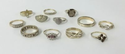 Twelve 9ct gold dress rings, approx 30gms.