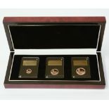 London Mint, a set of three gold coins, The WWI centenary set comprising full sovereign, half