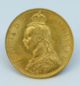 Victoria, an 1887 gold two pound coin.