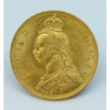 Victoria, an 1887 gold two pound coin.