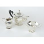 A three piece Geo V silver tea service marked 'Page Keen & Page Plymouth', approx 42.50oz.