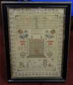 A 19th century needlework Sampler by Ann Castle, dated 1811, 45cm x 32cm, (the owners grandparents