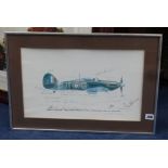 Signed limited edition print of a Hawker Hurricane MK1 signed by 35 pilots commemorating the 40th