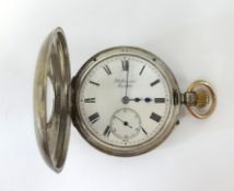 Benson, London, a silver open face and keyless half hunter pocket watch together with three others