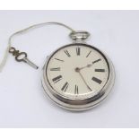 19th Century silver pair cased pocket watch with fusee verge movement numbered 8969.