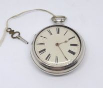 19th Century silver pair cased pocket watch with fusee verge movement numbered 8969.