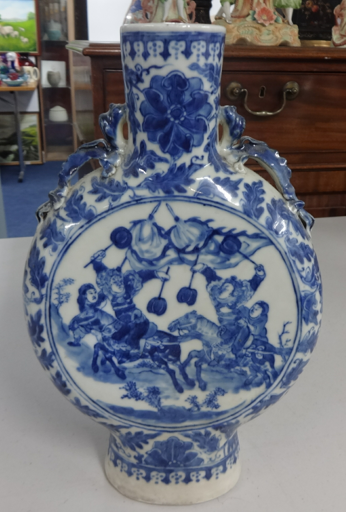 A Chinese blue and white moon flask, height 30cm other blue and white chinawares including - Image 2 of 17