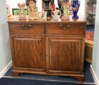 An early 20th century mahogany map cabinet with fitted interior, height 103cm and width 122cm.