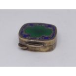A silver Italian and enamelled pill box.