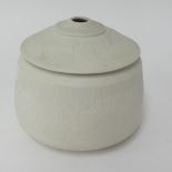 Mary White (1926-2013) circular vase with small neck, impress mark, textured white, height 16cm.