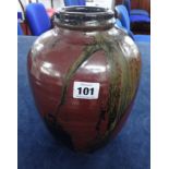 An art pottery studio vase, height 25cm, marked TM.