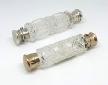 S.Mordan, double end cut glass scent bottle together with another double end scent bottle