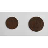 Coins- eight 18th/19th century copper coins and tokens including,