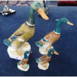 Beswick, set of four graduated standing ducks, the largest model impressed 902 also some Wade