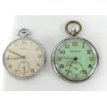 Jaeger Le Coultre, military pocket watch with green dial, the back plate marked with an arrow 'G.S.