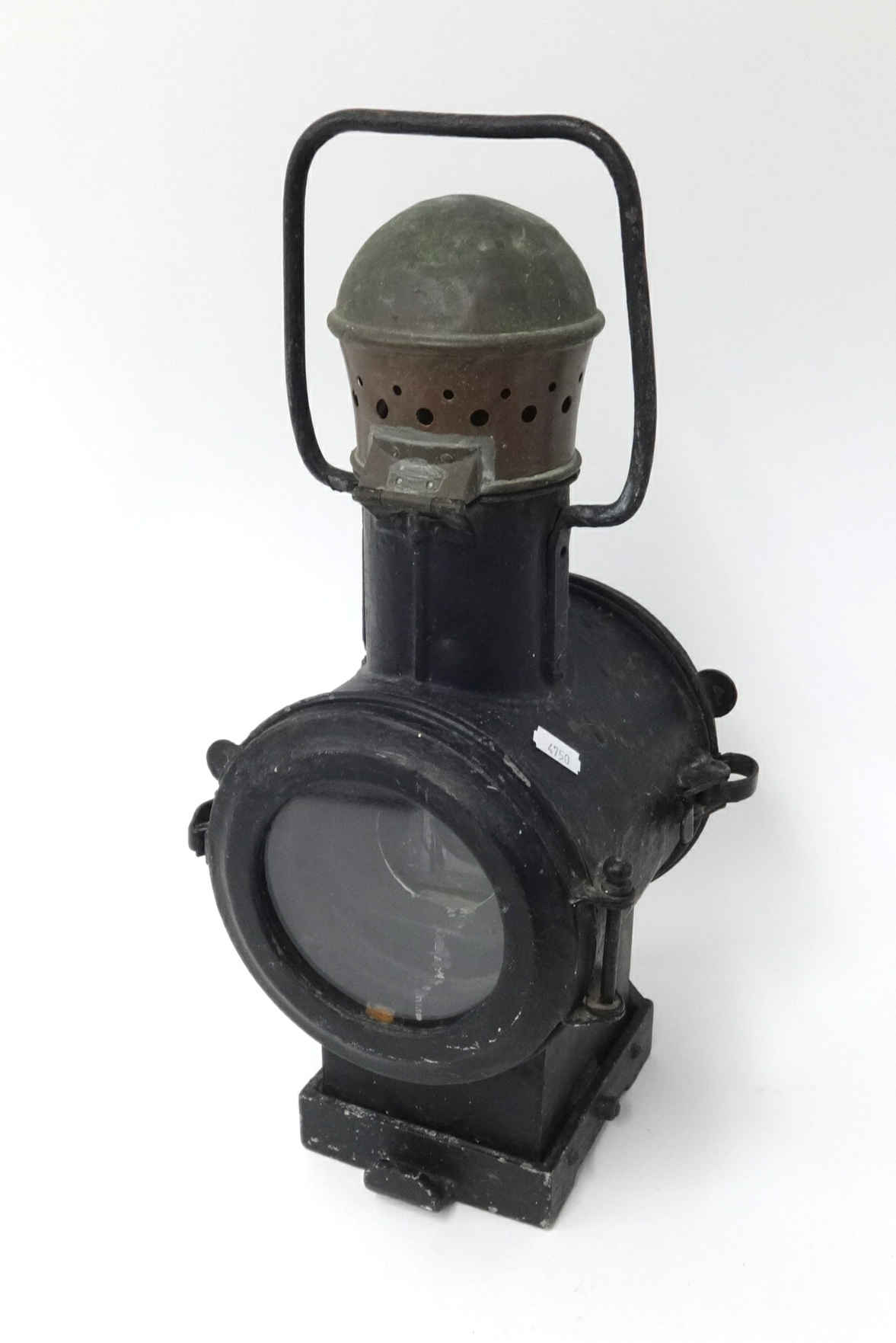 A vintage railway lamp, height 46cm.