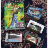 Collection of old toys and models including Revell metal model cars, radio controlled, Burago and