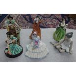 A collection of six figurines including Doulton HN1731, 'Daydreams', Nao Ballerina, Doulton 'The