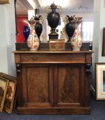 A Victorian chiffonier with pierced brass gallery, single drawer and cupboards, length 110cm.