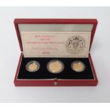 Royal Mint 500th anniversary gold proof sovereign three coin set, number 0273 with certificate and