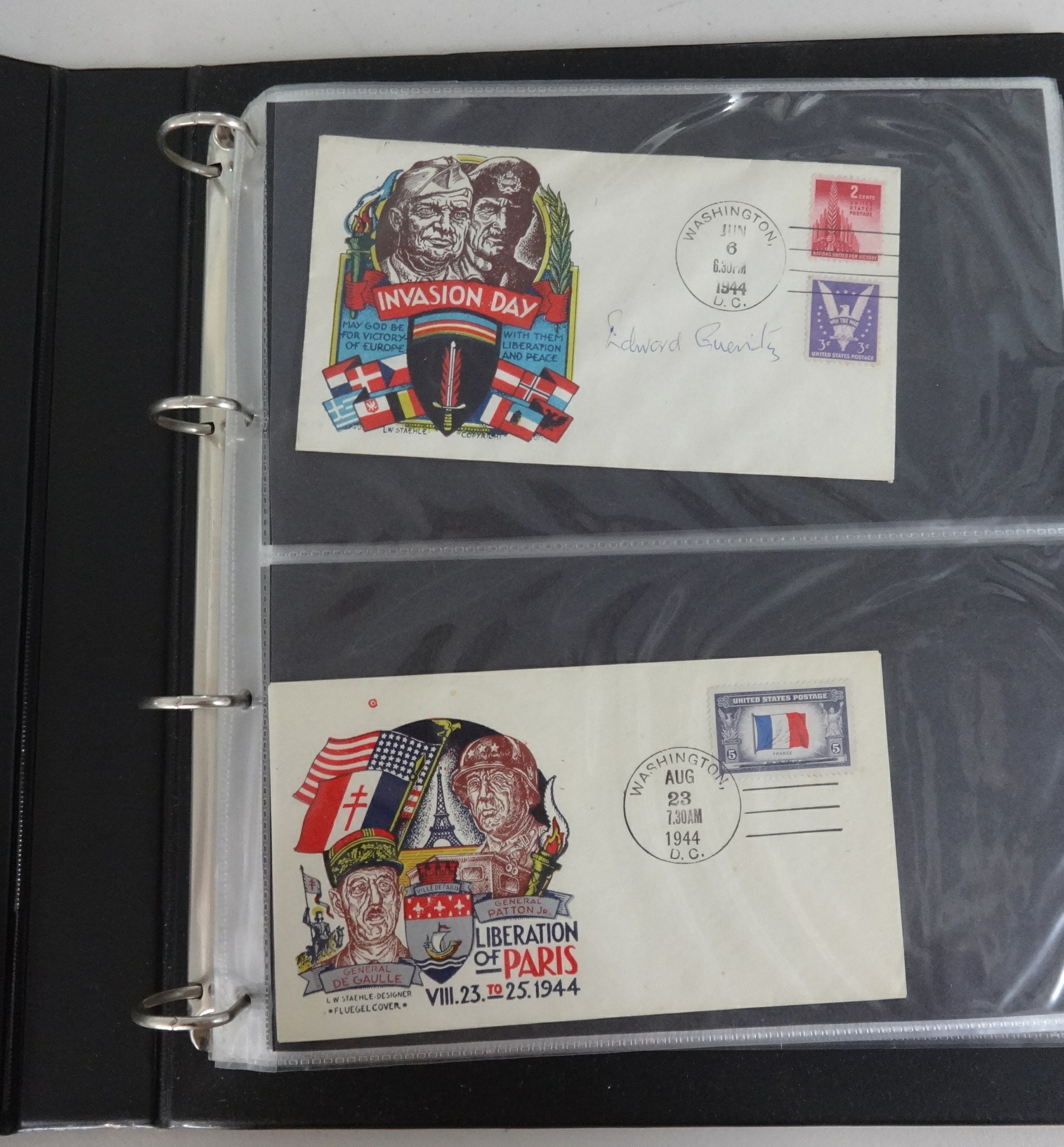 An album of rare Fluegels American Washington First Day Covers with 50 covers from D Day 1944 - Image 6 of 6