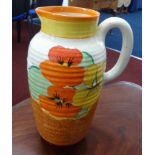 A Clarice Cliff, Bizarre jug, marked 'Nasturtium', height 23cms.