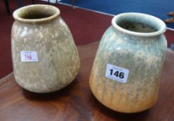 Ruskin, two art pottery vases, height 15cm.