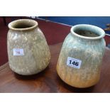 Ruskin, two art pottery vases, height 15cm.