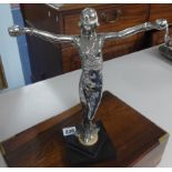 Art Deco plated figure of a woman with out stretched arms, height 32cm.